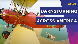 This modern day barnstormer sells rides in his biplane across the country