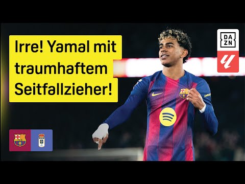 Seitfallzieher von Lamine Yamal | FC Barcelona - Real Oviedo | 21. Spieltag | LaLiga | DAZN