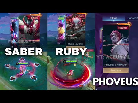 EXORCIST SKINS NEW GAMEPLAY | RUBY, SABER AND PHOVEUS EXORCIST SKINS