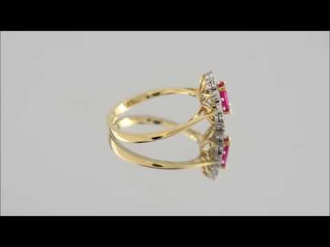 9ct Gold Ruby And Diamond Cluster Ring - D7420