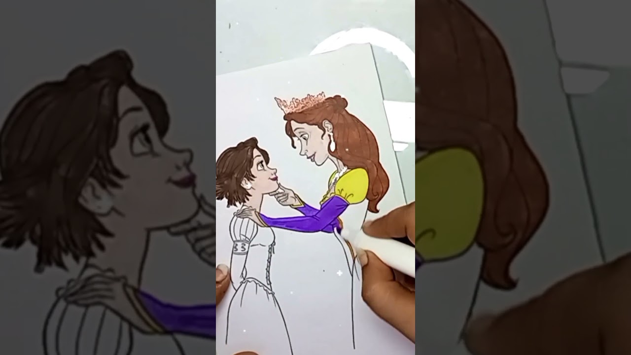 Coloring Tangled Princess Rapunzel & Queen Arianna #rapunzel #tangled