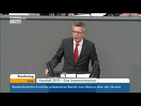 Bundestag: Thomas de Maizière zum Etat des Innenministeriums am 09.09.2014