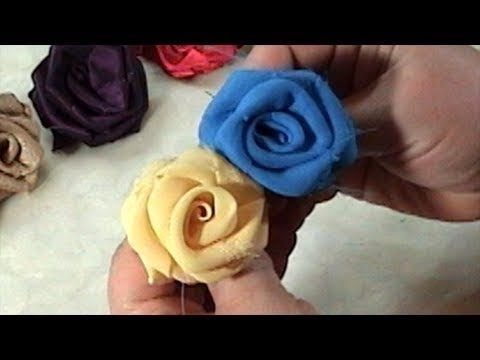 DIY, How to make Fabric Flowers Roses, Satin, Chiffon, Tutorial Video