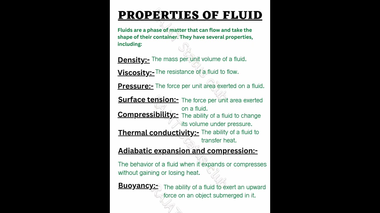 properties of fluid | fluid mechanics | Chemical Engineering #notes