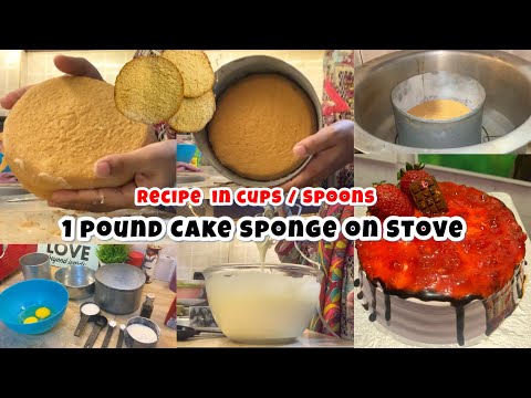 1 Pound birthday Cake on Stove | sponge recipe in Cups & different mold Size Details for beginners ✨