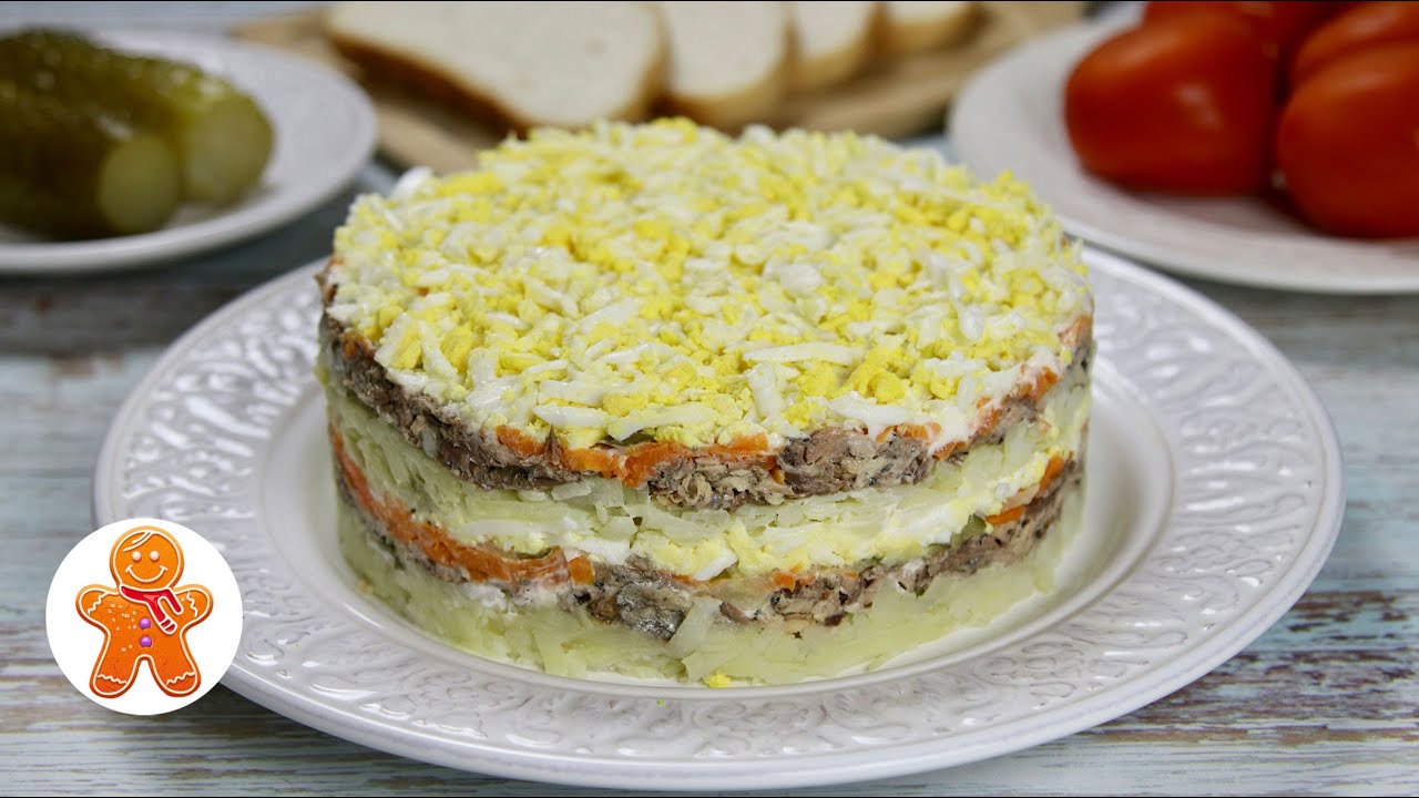 Слоеный рыбный салат Казанский - рецепт
