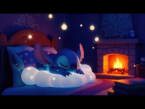Fall into Sleep with Stitch by the Fireplace 🔥 | Relaxing Music for Stress Relief & Sweet Dreams