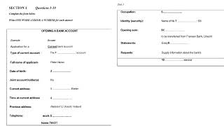 Opening a Bank Account With Answers | IELTS LISTENING SECTION-1