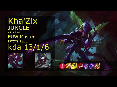 Kha'Zix vs Kayn Jungle - EUW Master 13/1/6 Patch 11.3 Gameplay