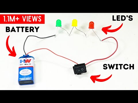 How to Connect Multiple LED's with 9V Battery, Switch in Series Connection | Simple Electric Circuit