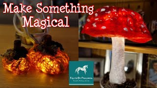 🎃 Using lights to create the fantasy feel // Wet felted pumpkin and mushroom ideas 🍄