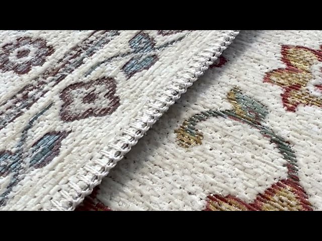 Vídeo relacionado con Rugs USA x Arvin Olano Nazco - Alfombra abstracta de lana de Nueva Zelanda, 6 x 9 pies, color crema