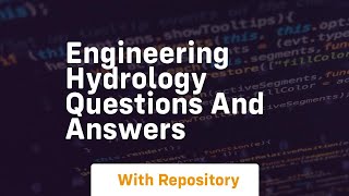 engineering hydrology questions and answers