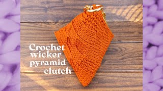 One piece pyramid wicker clutch pattern/Triangle purse/Crochet bag pattern checkered/Evening clutch