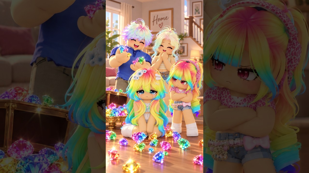 My Whole Family Has Rainbow Hair🌈… But Only Mine Drops Colorful Gem Stones