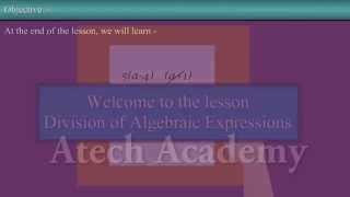 Class-8 Math's - Factorization Division of Algebraic Expression | Cbse | Atech Classes