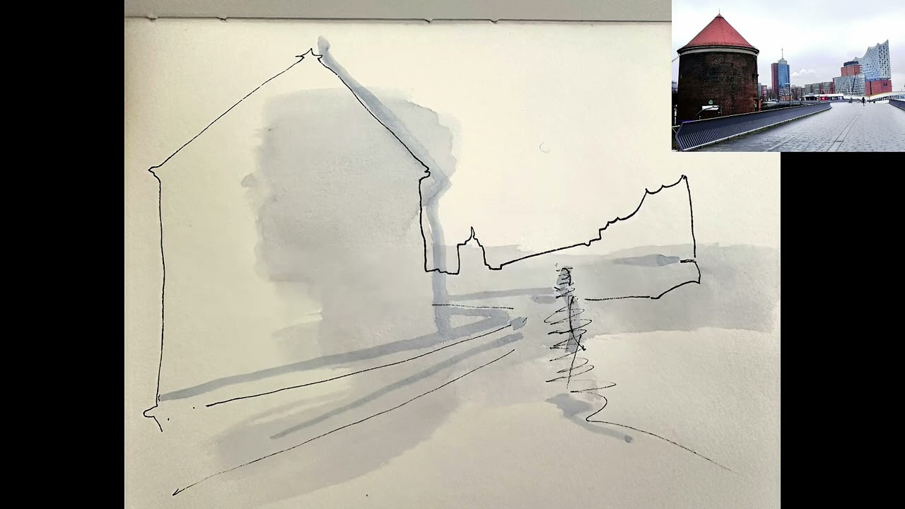 Malerei - Raum/Perspektive - "Urban Sketching (z.B.) - Großformlasur und Kleinteiligkeit" (Level 2-3)