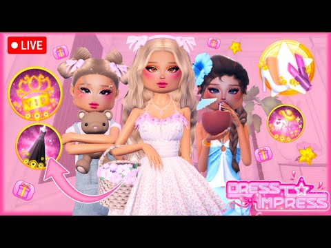 🔴LIVE WITH FACECAM!! PLAYING DRESS TO IMPRESS! *HUGE DTI GIVEAWAY!*