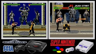 SEGA MD vs SNES : MORTAL KOMBAT (Side by side comparison)