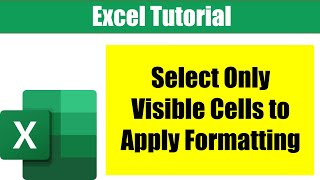 How to Select Only Visible Rows and Not Hidden Rows in Excel | EXCEL TUTORIAL