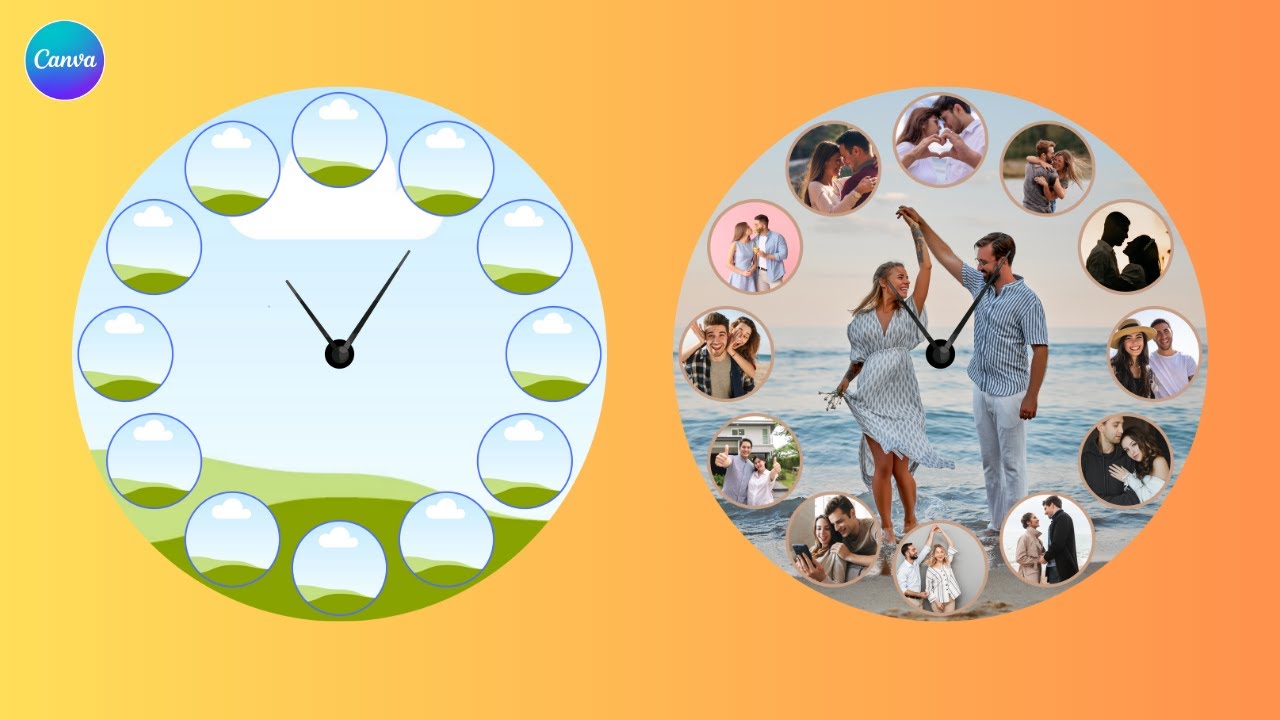 How to Make a Clock Photo Collage Template in Canva Etsy Printable Tutorial