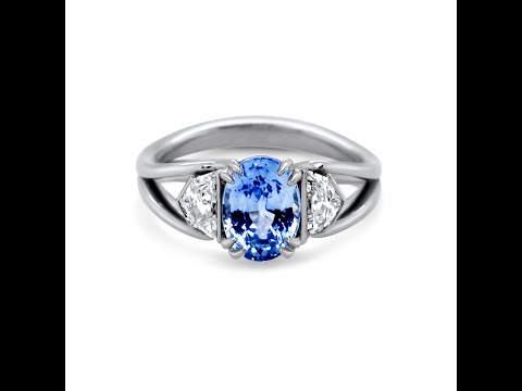 Ronan Campbell Bespoke Platinum Ceylon Blue Sapphire Unique Engagement Ring
