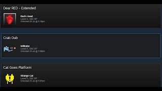 All 5 Badges in Dear RED, Crab Dub and Cat Goes Platform 2017