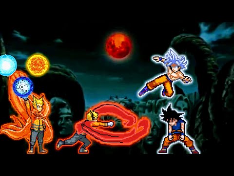 Naruto Baryon Mode V3 & Naruto Baryon(new) VS Goku MUI & Goku Perfect MUI in Jump Force Mugen