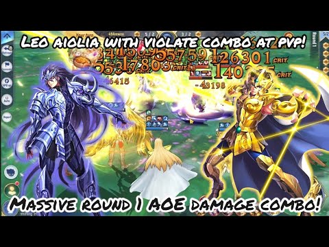 Saint Seiya: Awakening (KOTZ) - Leo Aiolia with Violate Combo PvP! Massive Round 1 AOE Damage!