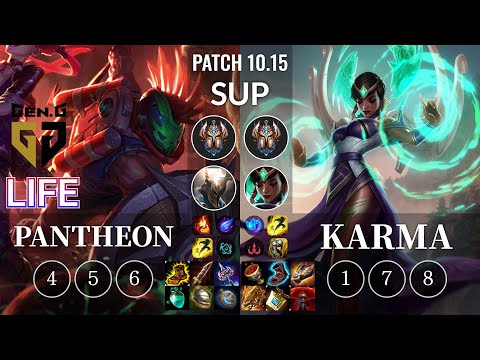 GEN Life Pantheon vs Karma Sup - KR Patch 10.15