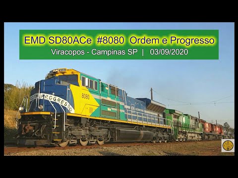 A Lider EMD SD80ACe #8080 mais 7 locomotivas com 82 vagões vazios | 03/09/2020 Campinas SP.