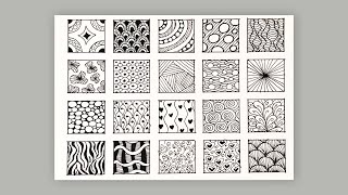 20 Easy Zentangle Patterns for Beginners | Step-by-Step Zentangle Doodle Art