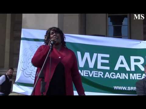 Jacqui George at Unity Rally Birmingham #RememberingSrebrenica, #WeAreOne