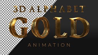 ANIMATED 3D ALPHABETS GOLD TEXTURE A-Z  GREEEN SCR