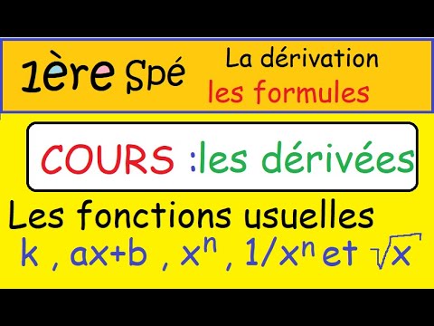 Première Spé maths-COURS sur La dérivation- Les dérivées des fonctions usuelles-CAPITAL