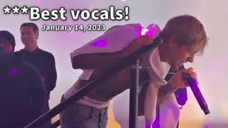 Justin Bieber and The Kid Laroi performing ‘Stay’ at OBB’s studio opening party in L.A (January 14)
