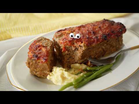 Tender Meatloaf with Mashed Potatoes and Sautéed Green Beans やわらかミートローフとマッシュポテトといんげん炒め