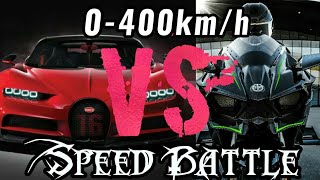 Bugatti Chiron Vs Kawasaki Ninja H2r-#SPREEDBATTLE[0-400km/h]