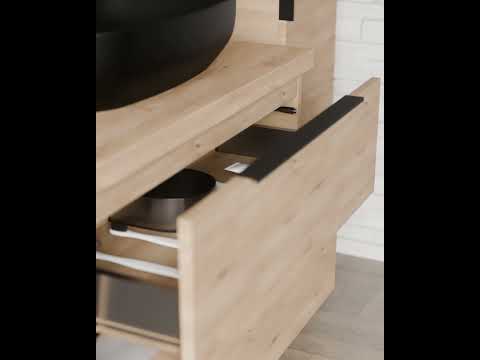 kielle Idolio - Szafka z blatem pod umywalkę 80x54x50 cm, z wycięciem, karmelowa 50024801