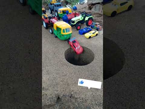 jcb pushing rd tractor autorickshaw and red car pulling and pushing to pit #jcb #jcpbackhoe #jcbjcb