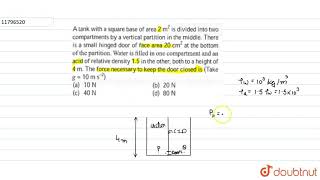 A tank with a square base of area `2m^2` is divided into two compartments by a vertical partition in
