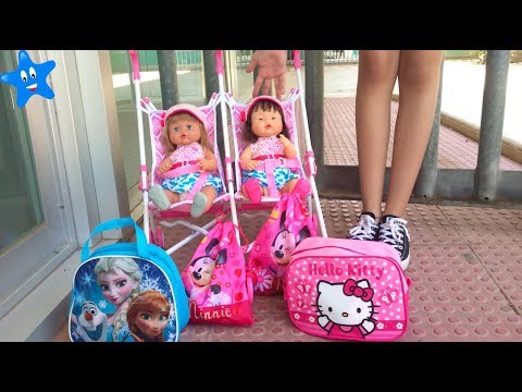 Back to school! Frozen and Hello Kitty Ani and Ona NENUCO backpack and toiletry bag