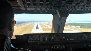 United 747-400 Cockpit Jumpseat Departure & Landing View at IAH