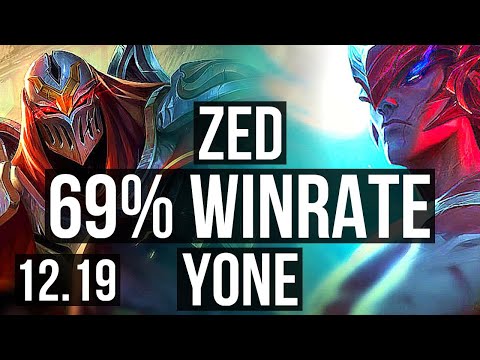 ZED vs YONE (MID) | 11/1/9, 69% winrate, Legendary | TR Master | 12.19