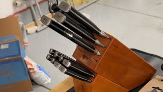Sharpening a kitchen block of knives