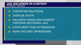 Both inmates back in custody after 2 escape Duffield jail, Scott Co. Sheriff reports