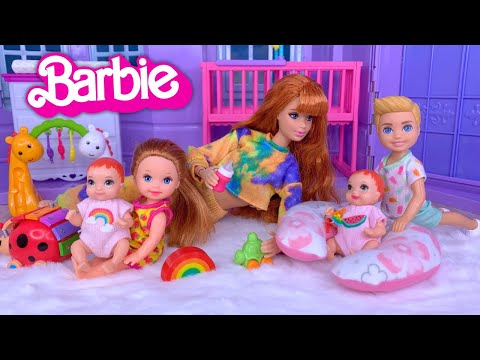 Barbie Doll Family New Baby Morning Routine and Dunkin Donuts