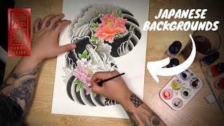 2 Awesome ways to draw Japanese tattoo backgrounds! (Waves and clouds)