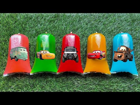 Unboxing Disney Pixar Cars : Lightning McQueen, Bubble car, Monster Car, School Bus, Armoured, Taxi.