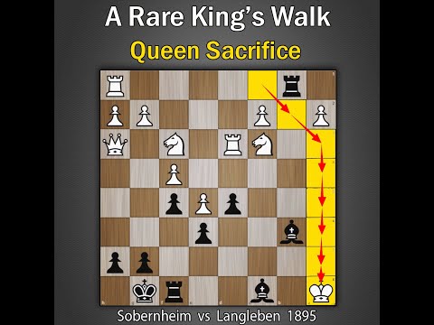 A Rare King's Walk to from 1st to 8th Rank | Sobernheim vs Langleben 1895